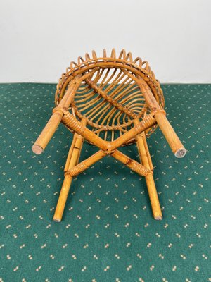 Mid-Century Modern Bamboo Rattan Stool, Italy, 1960s-LYQ-1171509