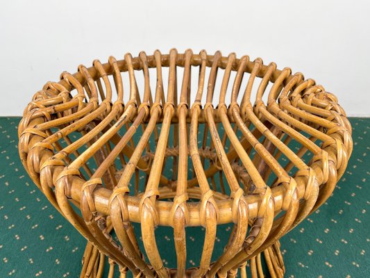 Mid-Century Modern Bamboo Rattan Stool, Italy, 1960s-LYQ-1171511