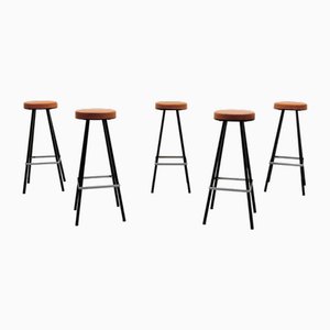 Mid-Century Modern Bar Stools, 1950s, Set of 5-KQB-2028862