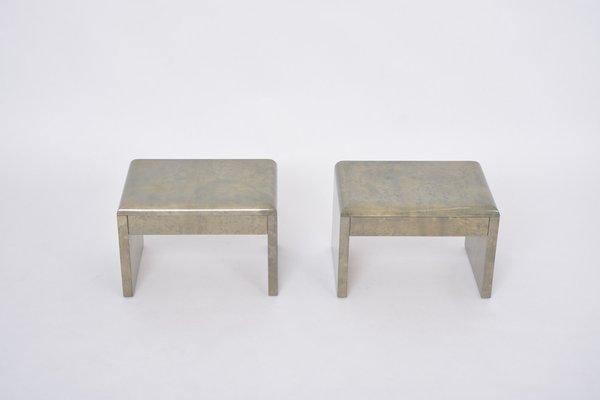 Mid-Century Modern Bedside Tables in Laquered Goat Skin by Aldo Tura, 1970s, Set of 2-FN-1716500