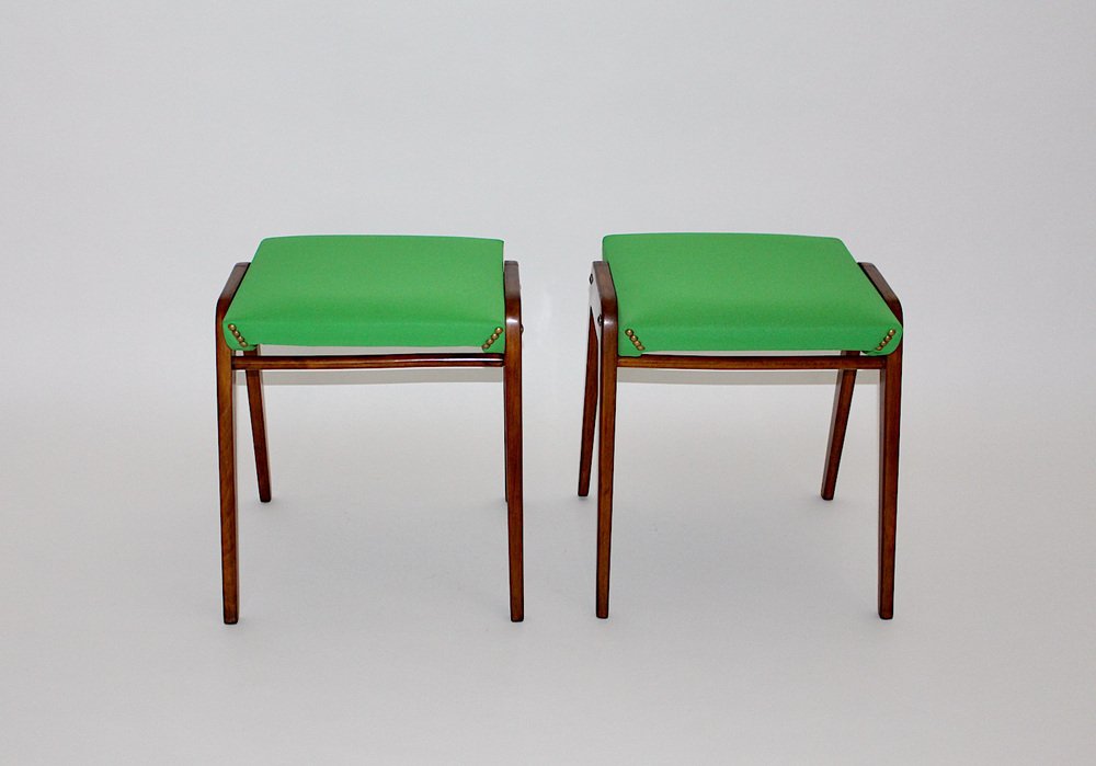 Mid-Century Modern Beech Model SW 2 Stools by Roland Rainer, Austria, 1955, Set of 2