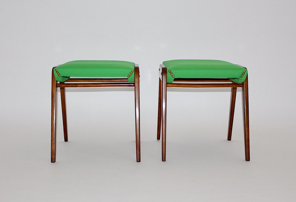 Mid-Century Modern Beech Model SW 2 Stools by Roland Rainer, Austria, 1955, Set of 2