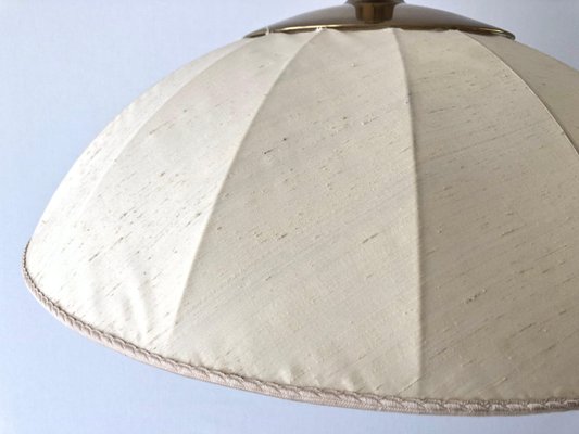 Mid-Century Modern Beige Fabric and Brass Adjustable Pendant Lamp from Schröder & Co, Germany, 1970s-RDS-1705465