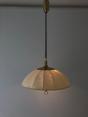 Mid-Century Modern Beige Fabric and Brass Adjustable Pendant Lamp from Schröder & Co, Germany, 1970s-RDS-1705465