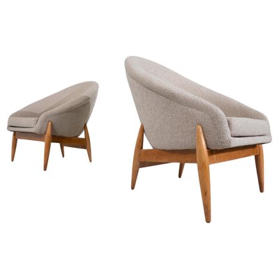 Mid-Century Modern Beige Fabric Armchairs by Julia Gaubek, Hungary, 1950s, Set of 2-FGA-1741960