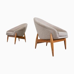 Mid-Century Modern Beige Fabric Armchairs by Julia Gaubek, Hungary, 1950s, Set of 2-FGA-1741960