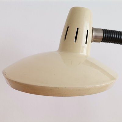 Mid-Century Modern Beige Metal Gooseneck Work Desk Table Lamp, 1960s-SCS-1137368