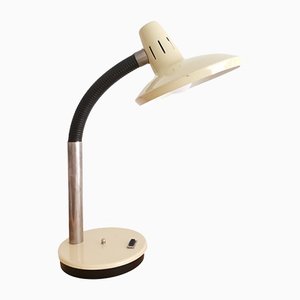 Mid-Century Modern Beige Metal Gooseneck Work Desk Table Lamp, 1960s-SCS-1137368