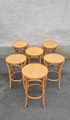 Mid-Century Modern Bentwood Bar Stools, Italy, 1980s, Set of 6-PUG-2016193