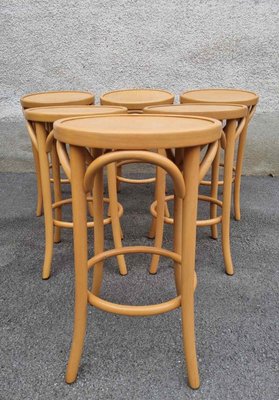 Mid-Century Modern Bentwood Bar Stools, Italy, 1980s, Set of 6-PUG-2016193