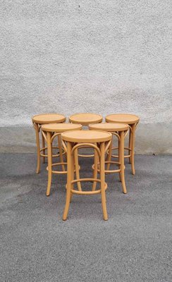 Mid-Century Modern Bentwood Bar Stools, Italy, 1980s, Set of 6-PUG-2016193