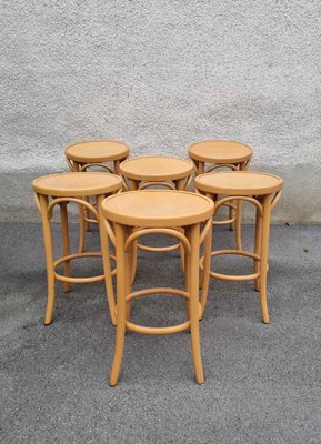 Mid-Century Modern Bentwood Bar Stools, Italy, 1980s, Set of 6-PUG-2016193