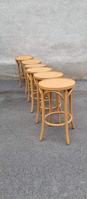 Mid-Century Modern Bentwood Bar Stools, Italy, 1980s, Set of 6-PUG-2016193