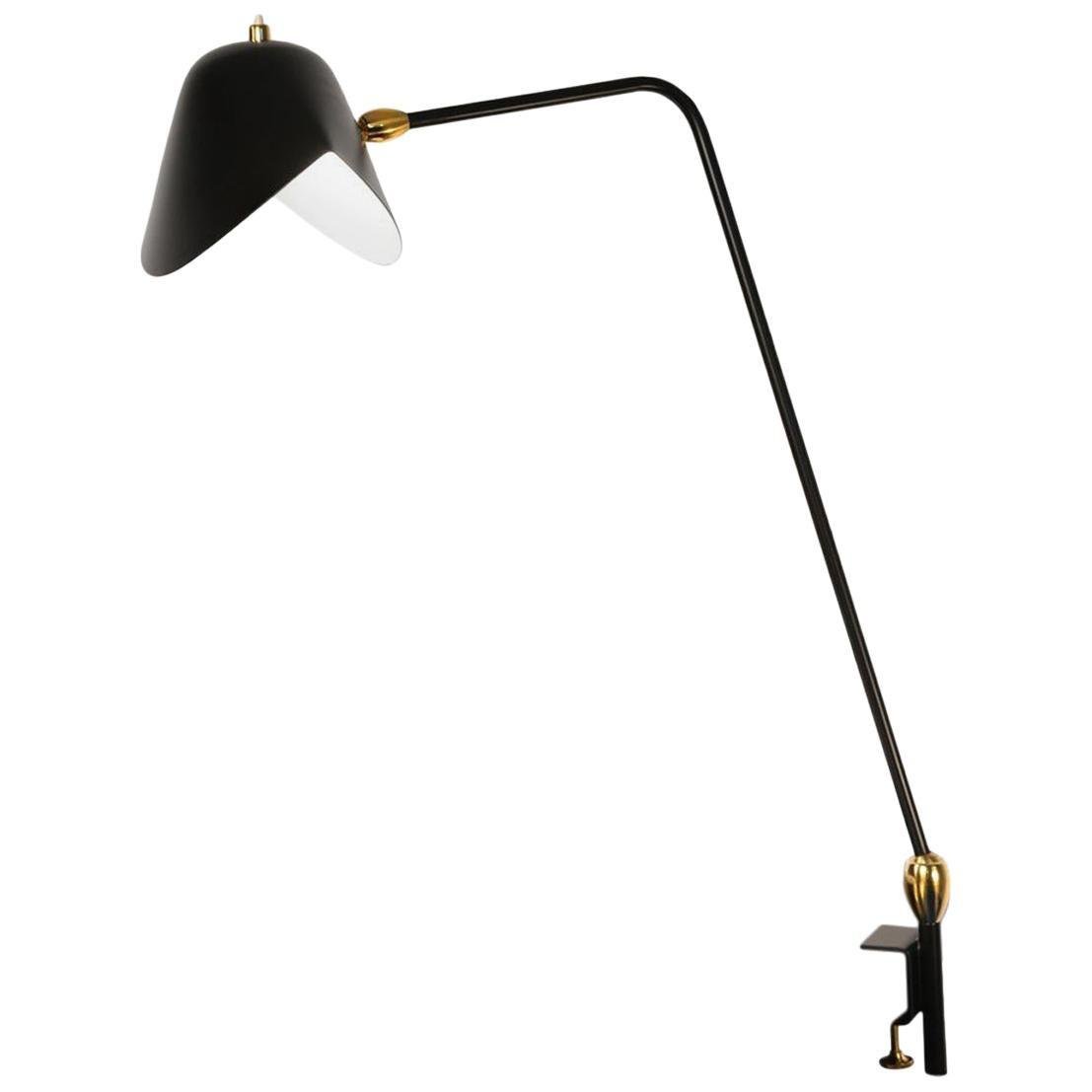 Mid-Century Modern Black Agrafée Table Lamp with Two Swivels by Serge Mouille