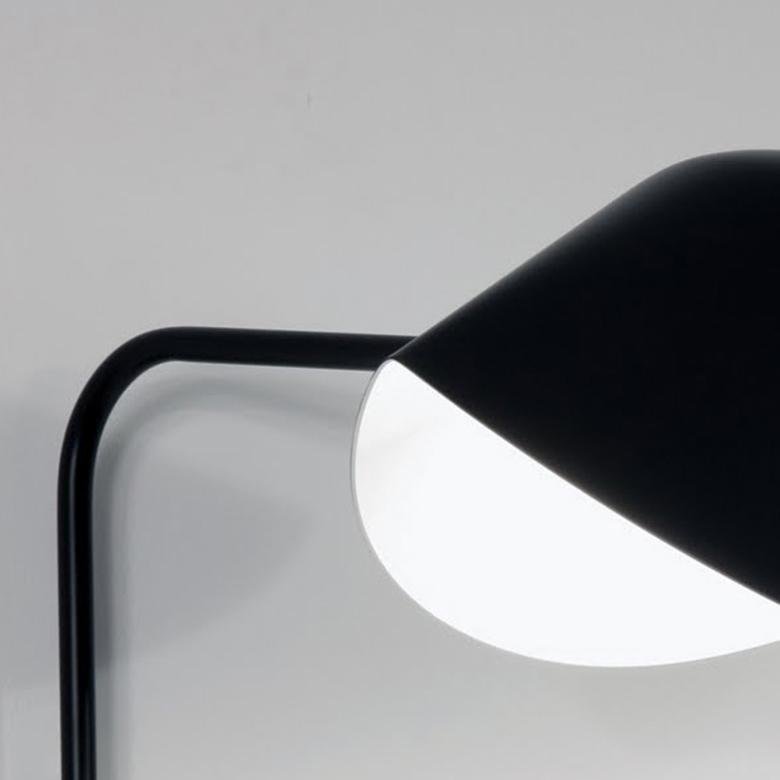 Mid-Century Modern Black Anthony Wall Lamp with White Fixing Bracket by Serge Mouille