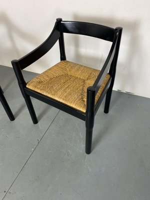 Mid-Century Modern Black Beech and Papercord Carimate Chairs by Vico Magistretti, 1960s, Set of 2-DE-2035983