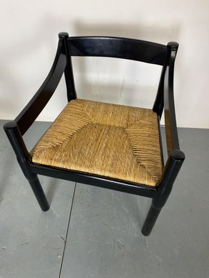 Mid-Century Modern Black Beech and Papercord Carimate Chairs by Vico Magistretti, 1960s, Set of 2-DE-2035983