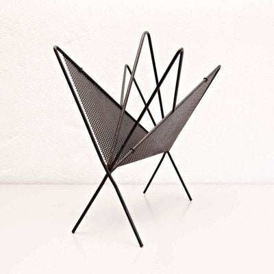 Mid-Century Modern Black Metal Magazine Holder by Mathieu Matégot, 1950s-WM-1317466