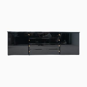 Mid-Century Modern Black Sideboard with Leather Handles, Italy, 1960s-FGA-1392864