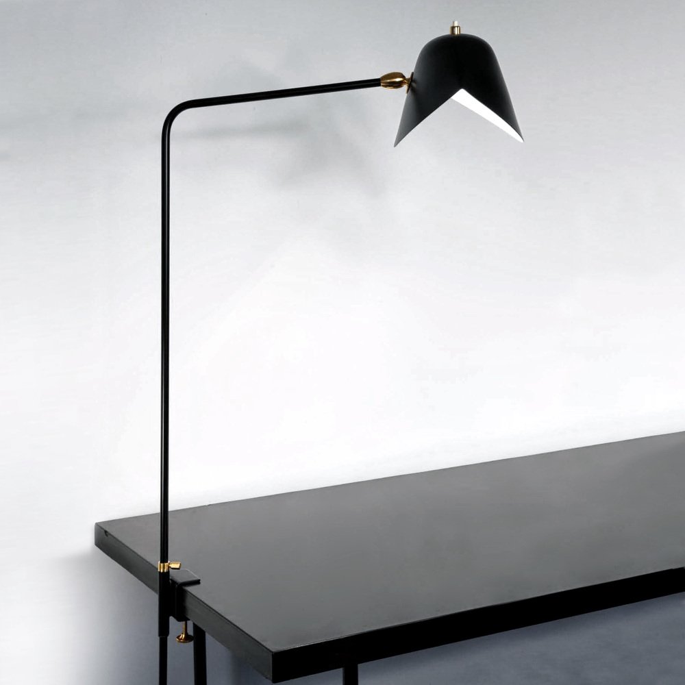 Mid-Century Modern Black Simple Agrafée Table Lamp by Serge Mouille