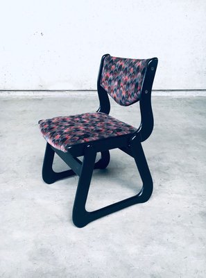 Mid-Century Modern Black Stained Wood Dining Chairs, 1970s, Set of 4-RQV-897122