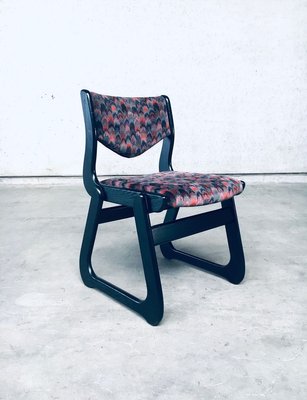 Mid-Century Modern Black Stained Wood Dining Chairs, 1970s, Set of 4-RQV-897122