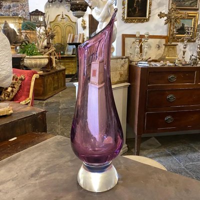 Mid-Century Modern Blue and Purple Murano Glass Vase from Seguso, 1970s-NMK-799509