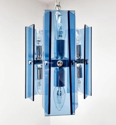 Mid-Century Modern Blue Glass Ceiling Lamp from Fontana Arte, Italy, 1960s-PUG-996938