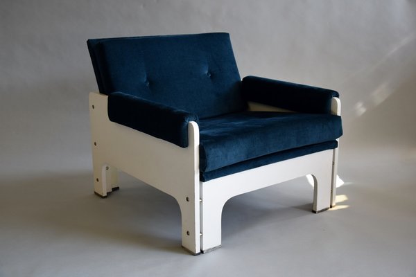 Mid-Century Modern Blue & White Lounge Chair from T Spectrum-IEI-1259114