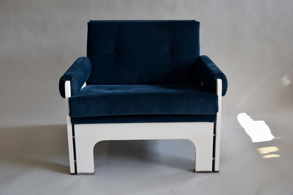 Mid-Century Modern Blue & White Lounge Chair from T Spectrum-IEI-1259114