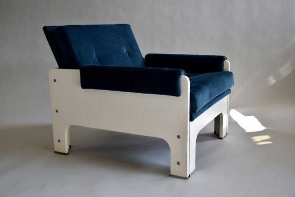 Mid-Century Modern Blue & White Lounge Chair from T Spectrum-IEI-1259114