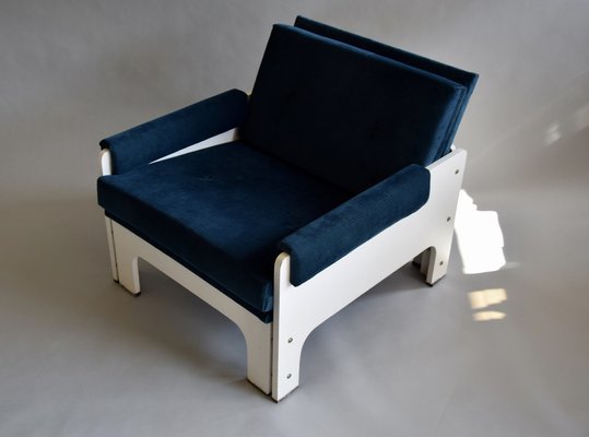 Mid-Century Modern Blue & White Lounge Chair from T Spectrum-IEI-1259114