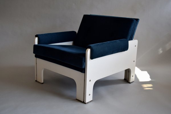 Mid-Century Modern Blue & White Lounge Chair from T Spectrum-IEI-1259114