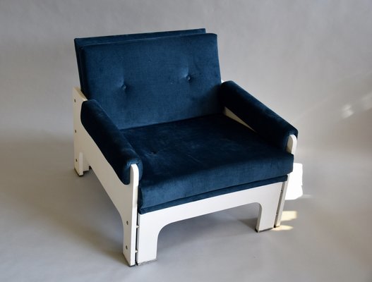 Mid-Century Modern Blue & White Lounge Chair from T Spectrum-IEI-1259114