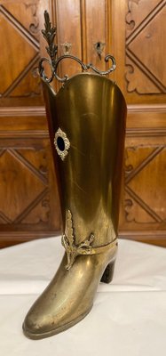 Mid-Century Modern Boot Umbrella Stand in Brass-PKM-1717528