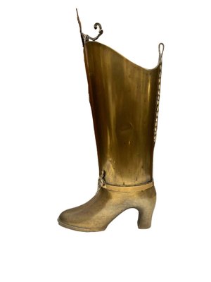 Mid-Century Modern Boot Umbrella Stand in Brass-PKM-1717528