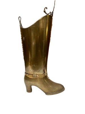 Mid-Century Modern Boot Umbrella Stand in Brass-PKM-1717528