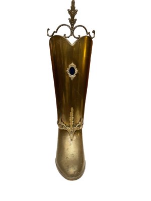 Mid-Century Modern Boot Umbrella Stand in Brass-PKM-1717528