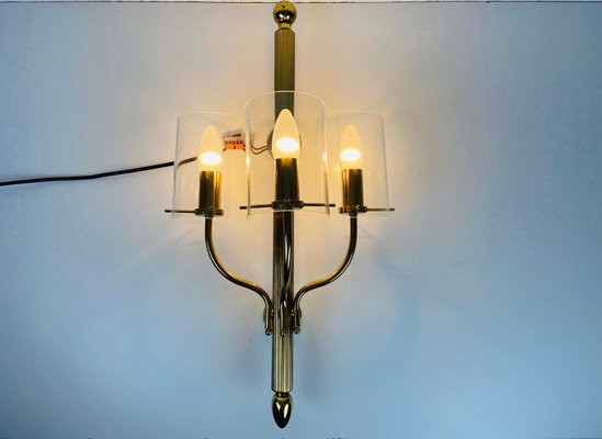 Mid-Century Modern Brass and Acrylic Glass Cinema Wall Lamps, 1950s, Set of 2-PUK-880235