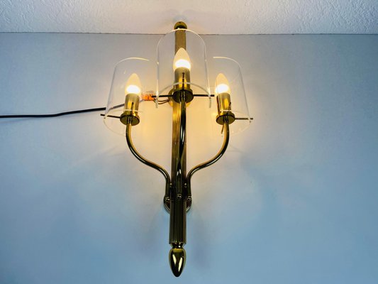 Mid-Century Modern Brass and Acrylic Glass Cinema Wall Lamps, 1950s, Set of 2-PUK-880235