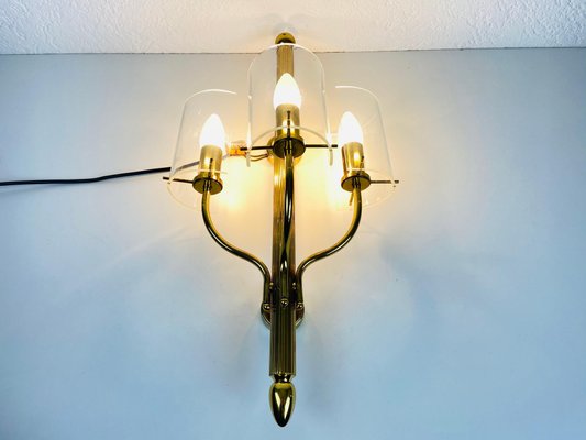 Mid-Century Modern Brass and Acrylic Glass Cinema Wall Lamps, 1950s, Set of 2-PUK-880235