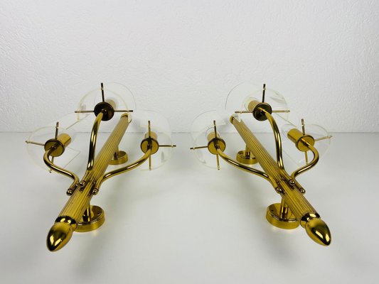 Mid-Century Modern Brass and Acrylic Glass Cinema Wall Lamps, 1950s, Set of 2-PUK-880235