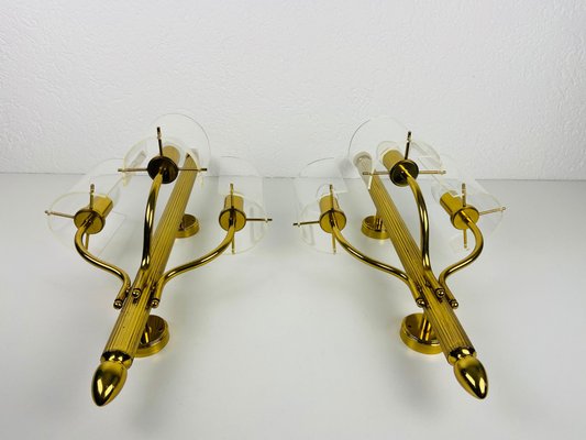 Mid-Century Modern Brass and Acrylic Glass Cinema Wall Lamps, 1950s, Set of 2-PUK-880235