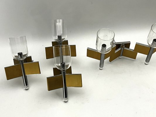 Mid-Century Modern Brass and Chrome Sconces by Sciolari, Italy 1970s, Set of 8-OT-1722529