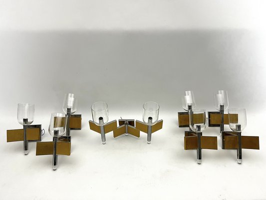 Mid-Century Modern Brass and Chrome Sconces by Sciolari, Italy 1970s, Set of 8-OT-1722529