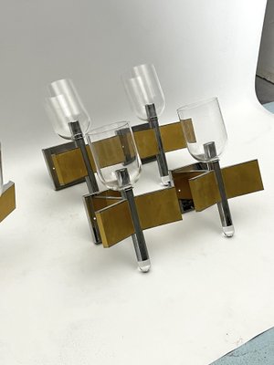 Mid-Century Modern Brass and Chrome Sconces by Sciolari, Italy 1970s, Set of 8-OT-1722529