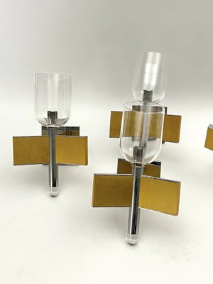 Mid-Century Modern Brass and Chrome Sconces by Sciolari, Italy 1970s, Set of 8-OT-1722529