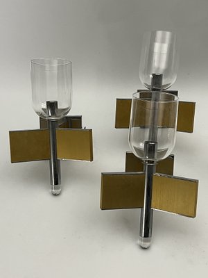 Mid-Century Modern Brass and Chrome Sconces by Sciolari, Italy 1970s, Set of 8-OT-1722529