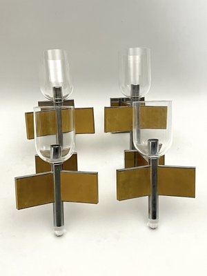 Mid-Century Modern Brass and Chrome Sconces by Sciolari, Italy 1970s, Set of 8-OT-1722529