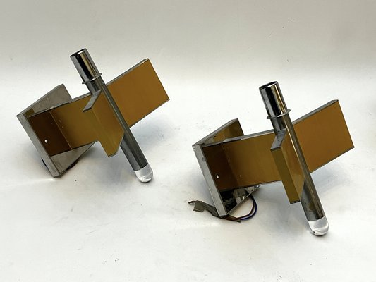 Mid-Century Modern Brass and Chrome Sconces by Sciolari, Italy 1970s, Set of 8-OT-1722529